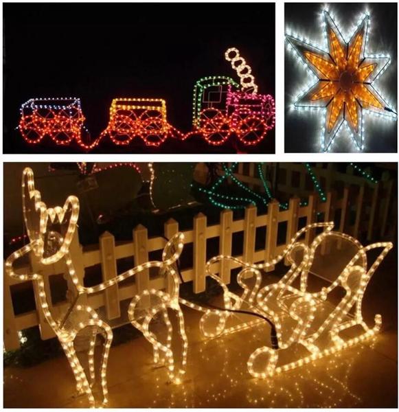 Imagem de Mangueira LED 100 Metros Redonda Efeito Natal Branco Quente 127V IP66 Externa + 4 Conectores