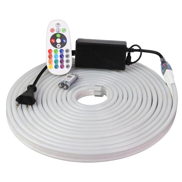 Imagem de Mangueira Led Neon Rgb Colorida 100m Controle Fonte 110V + 4 Fontes