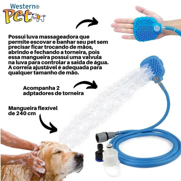 Imagem de Mangueira Luva Banho Pet Ducha Pratica Chuveirinho Cães