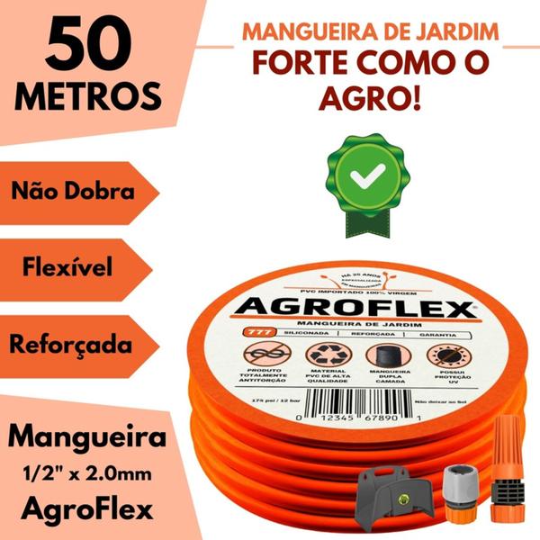 Imagem de Mangueira p/ Jardim AgroFlex 50Metro e Suporte Tramontina