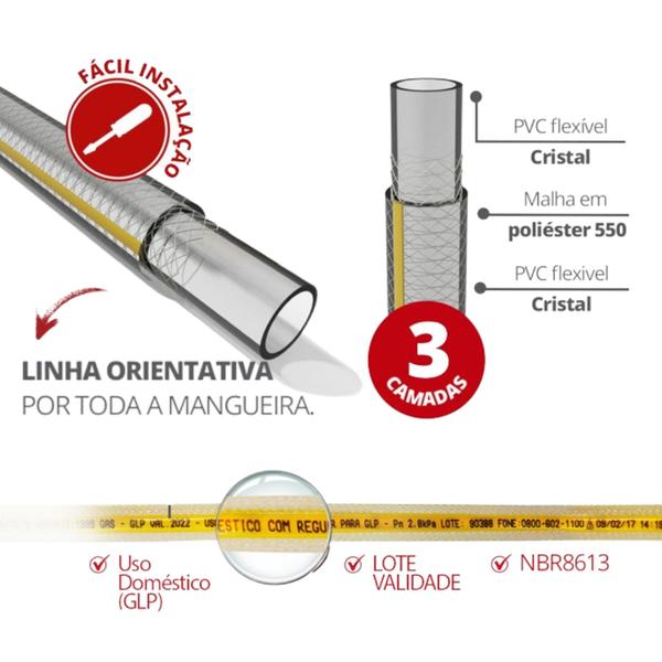 Imagem de Mangueira Para Gás De Cozinha De Tamanho 1m E Espessura 4mm Durín