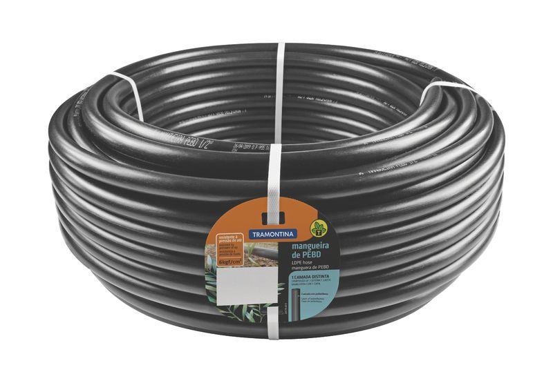 Imagem de Mangueira para irrigacao 1 2 preta em pebd 1 camada 50 m - 2,5 mm tramontina