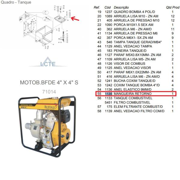 Imagem de Mangueira Retorno Combustível do Motogerador BFG 2500 - 1135