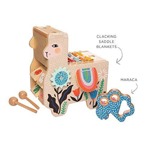 Imagem de Manhattan Toy Musical Llama Wooden Instrument para crianças com Maraca, Clacking Saddlebags, Baquetas, Washboard & Xylophone