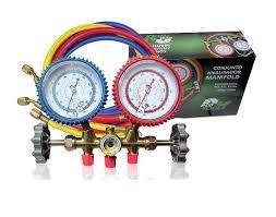 Manifold r22/r134a/r404a c/visor c/mang 90cm ecotools Imagem de Manifold r22/r134a/r404a c/visor c/mang 90cm ecotools