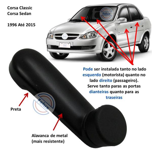 Imagem de Manivela do vidro Corsa Classic 94-16 Preta 8 Estrias Grossa