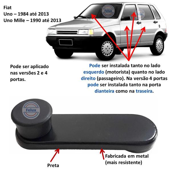 Imagem de Manivela do vidro Fiat Uno Mille 90-13 Preta (Metal)