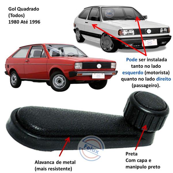 Imagem de Manivela do vidro Gol Quadrado 87-96 Preta (Metal)