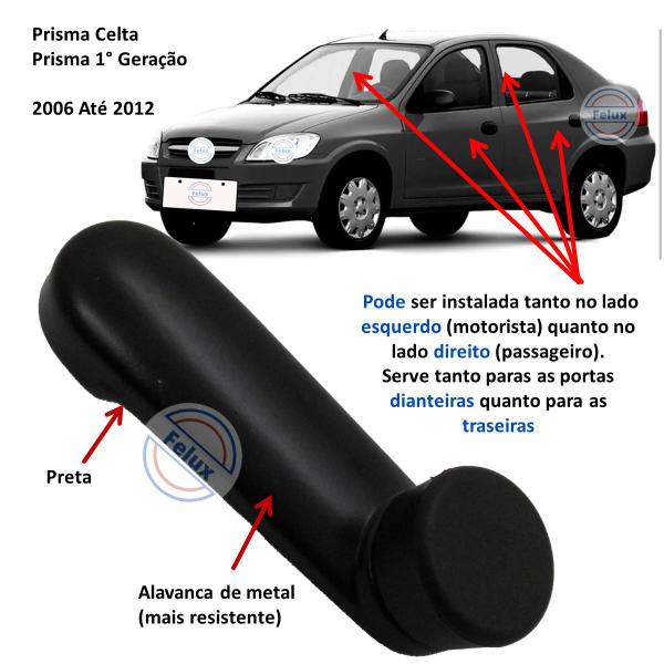 Imagem de Manivela do vidro Prisma 06-12 Preta 8 Estrias - Grossa