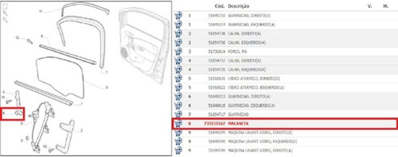 Imagem de Manivela Reguladora Do Vidro Fiat Novo Palio 735535327