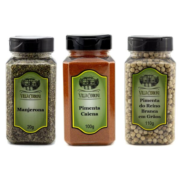Manjerona, Pimenta Caiena, Pimenta do Reino Branca em Grãos - Villa Cerroni Imagem de Manjerona, Pimenta Caiena, Pimenta do Reino Branca em Grãos