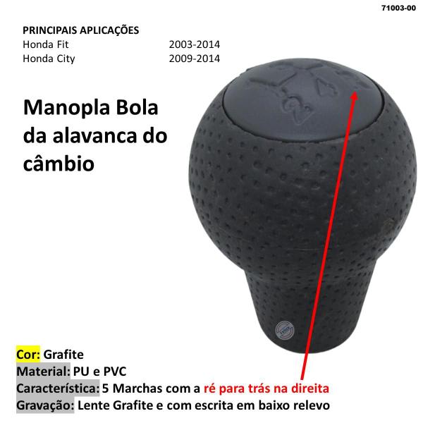 Imagem de Manopla Bola Alavanca Câmbio FIt City 2003-2014 Grafite