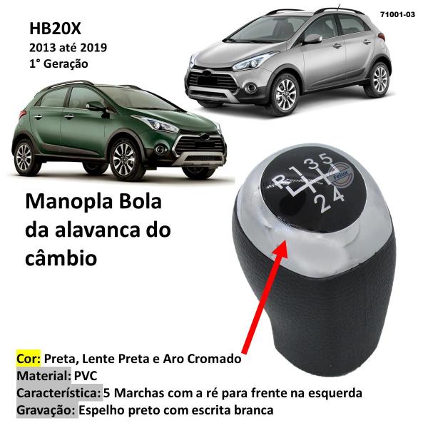 Imagem de Manopla Bola Alavanca Câmbio HB20X 1.6 13-19 Preta e Cromada