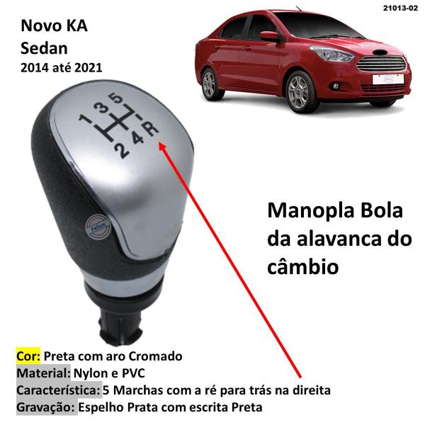 Imagem de Manopla Bola Alavanca Câmbio Novo KA Sedan 2014-2021 Prata