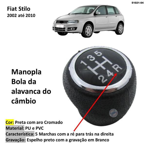 Imagem de Manopla Bola Alavanca Câmbio Stilo 2002-2010 Preta e Cromada