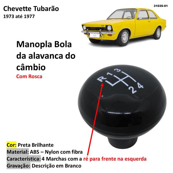 Imagem de Manopla Bola Alavanca de Câmbio Chevette Tubarão 73-77 Preta