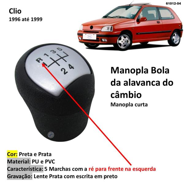 Imagem de Manopla Bola Alavanca de Câmbio Clio 1996-1999 Prata Preta