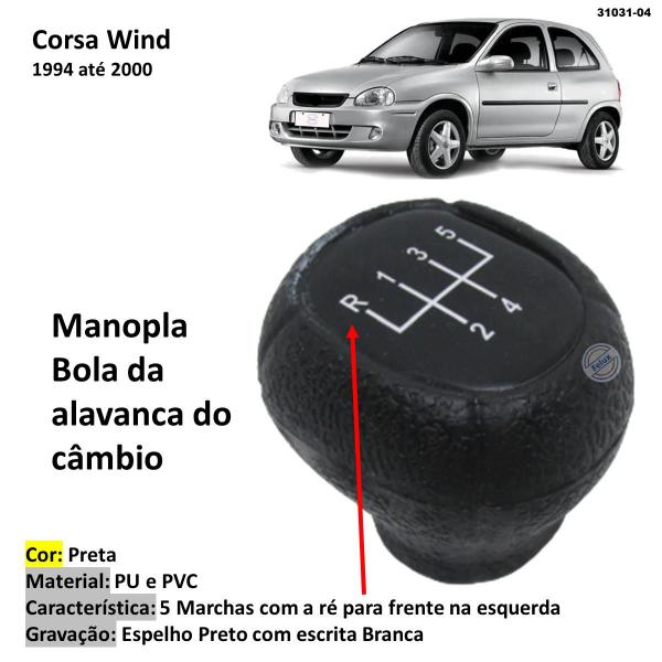 Imagem de Manopla Bola Alavanca de Câmbio Corsa Wind 1994-2000 Preta