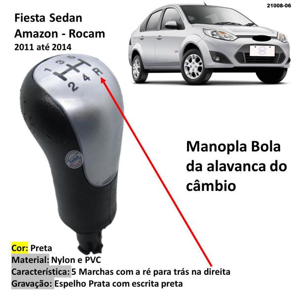 Imagem de Manopla Bola Alavanca de Câmbio Fiesta Sedan 2011-2014 Prata