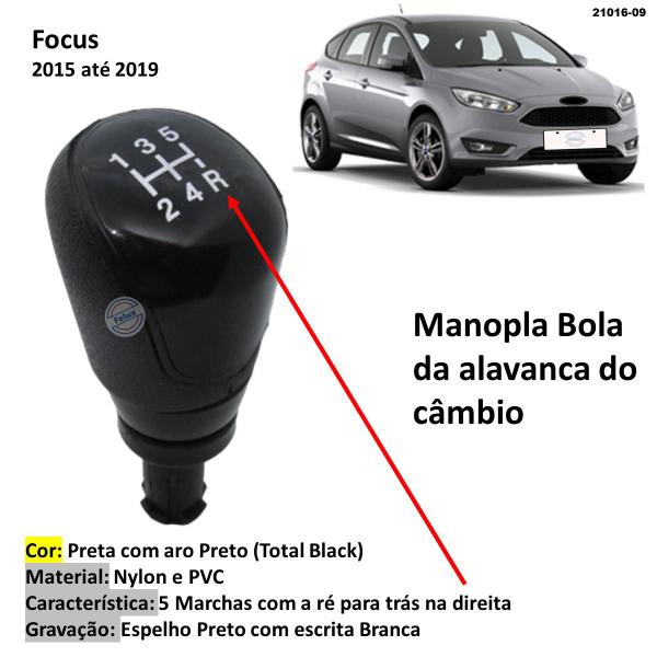 Imagem de Manopla Bola Alavanca de Câmbio Focus 2015-2019 Black