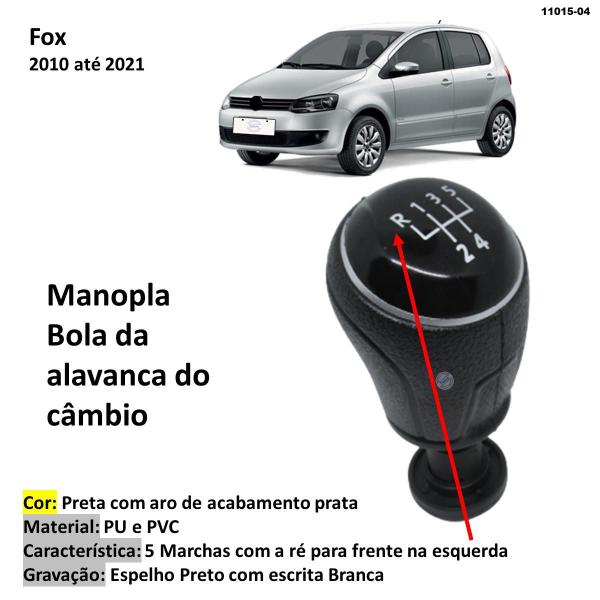 Imagem de Manopla Bola Alavanca de Câmbio Fox 2010-2021 Preta e Prata