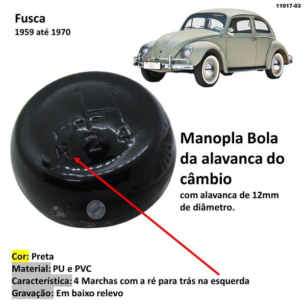 Imagem de Manopla Bola Alavanca de Câmbio Fusca 1959-1970 Preta