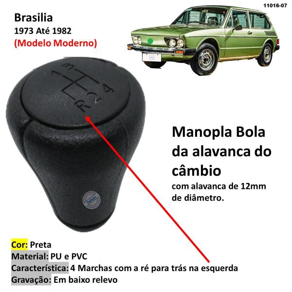 Imagem de Manopla Bola Alavanca de Câmbio Kombi Fusca 1993-2013 Preta