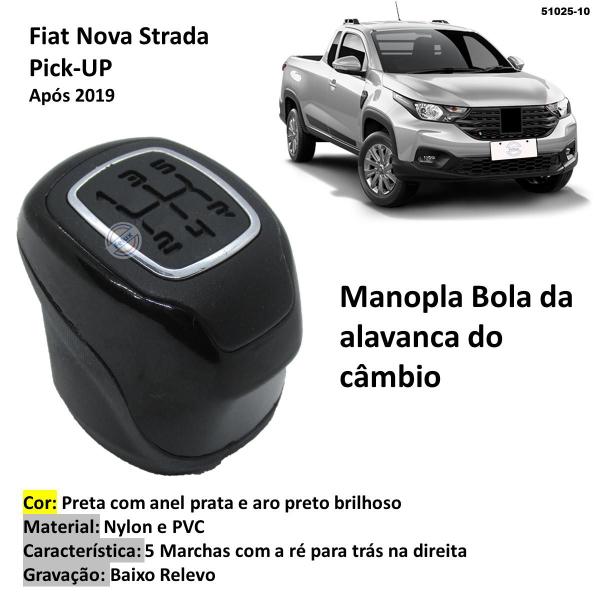 Imagem de Manopla Bola Alavanca de Câmbio Nova Strada Pick-Up Preta
