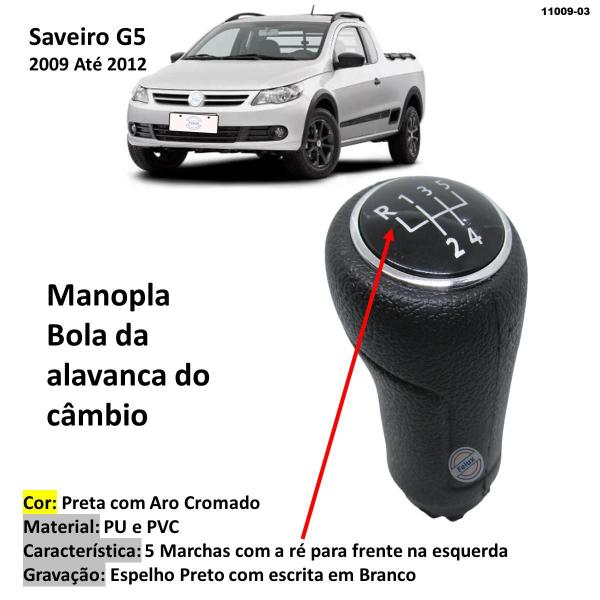 Imagem de Manopla Bola Alavanca de Câmbio Saveiro G5 2009-2012 Cromada