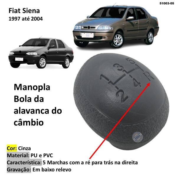 Imagem de Manopla Bola Alavanca de Câmbio Siena 1997-2004 Cinza