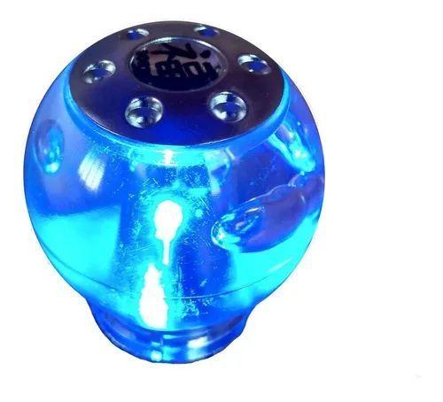 Imagem de Manopla Bola De Câmbio Redonda Com Led Azul Anel Ré