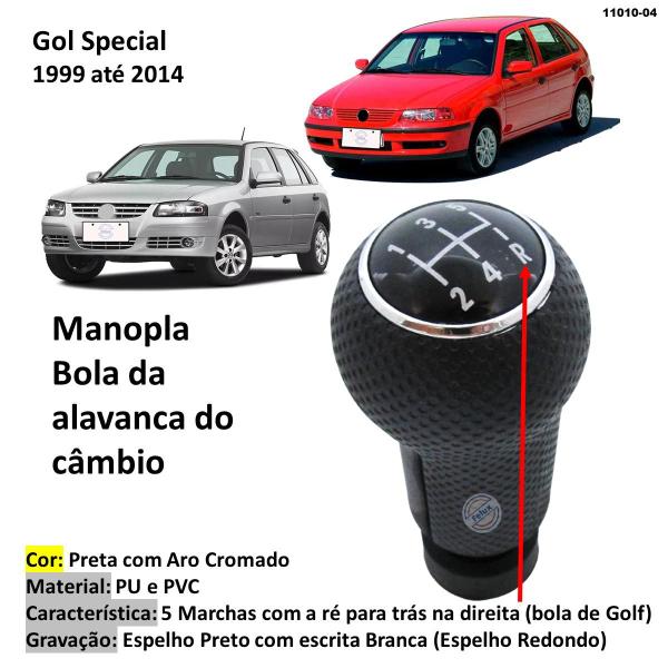 Imagem de Manopla Bola Golf de Câmbio Gol Special 99-14 Preta Cromada