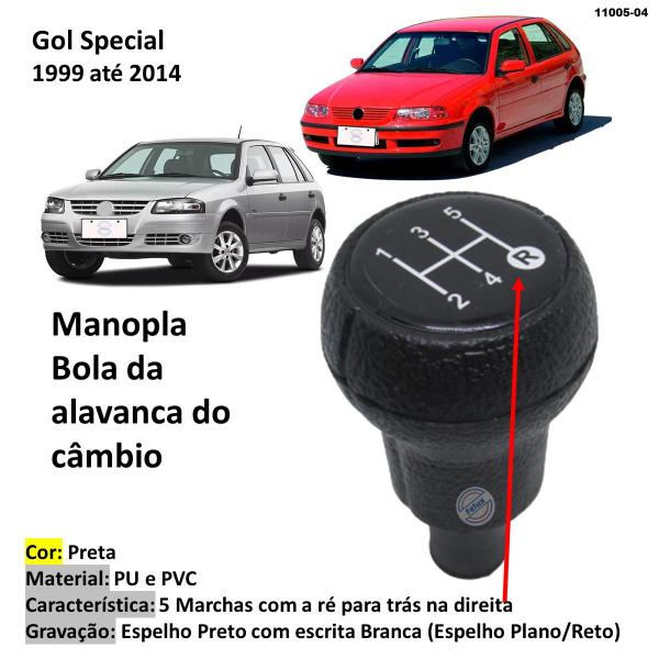 Imagem de Manopla Bola reta de Câmbio Gol Special 1999-2014 Preta