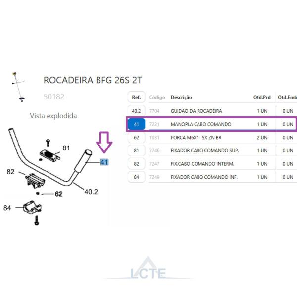 Imagem de Manopla Cabo de Comando P/ Roçadeira BFG 26/33/43 S Buffalo