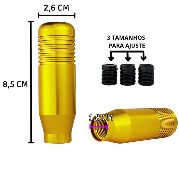 Imagem de Manopla Câmbio Esportiva Metal Amarelo Universal Ajustável