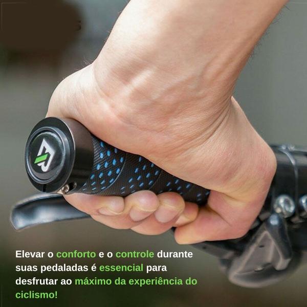 Imagem de Manopla De Bicicleta Bike Anatômica Punho Mtb Trava Alumínio Acessório Ciclismo Aro 20/24/26/29 Top Fita Eva Azul Confortável Macia Apoio Guidão Speed