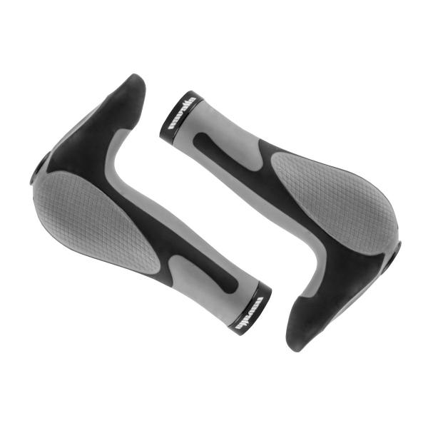 Imagem de Manopla elleven ergonômica com bar end preto/cinza 140mm