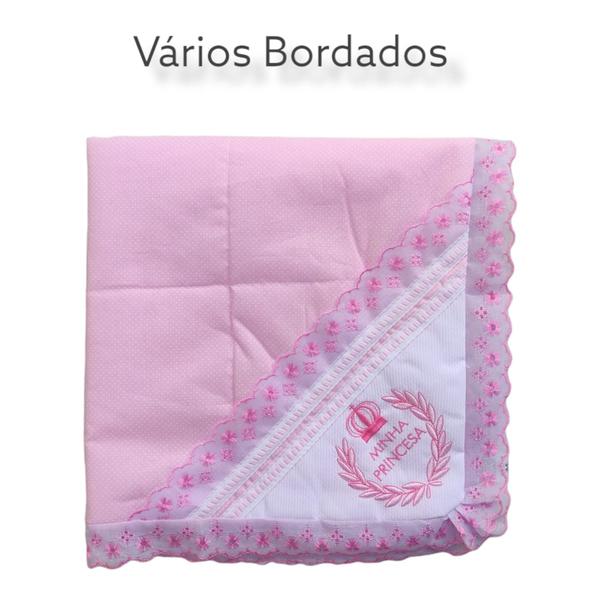 Imagem de Manta Acolchoada Estampada Para Bebê Bordada E Rendada Cobertor Algodão