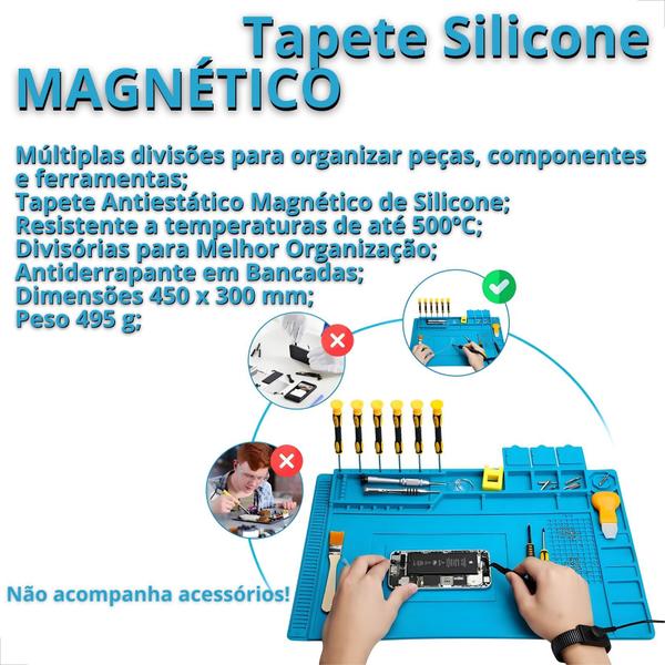 Imagem de Manta Antiestática Bancada 45x30cm Resistente a Calor Tapete de Silicone Manutenção de Eletrônicos