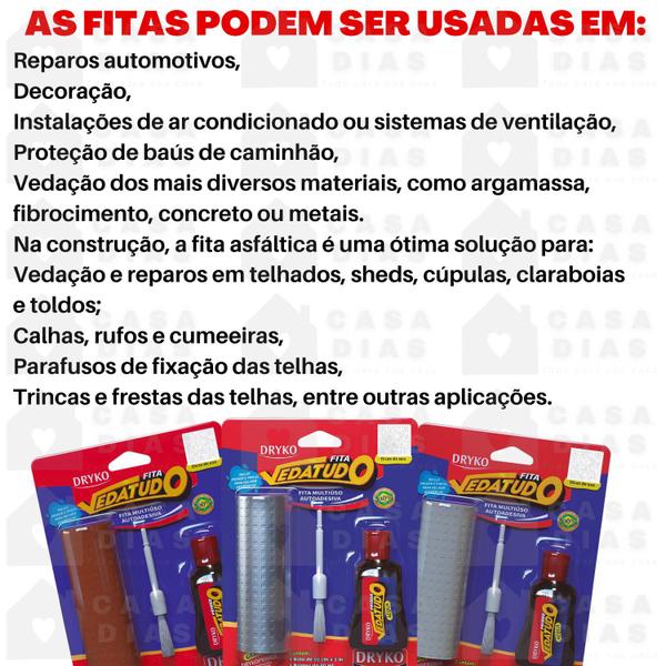 Imagem de Manta Asfaltica Auto Adesiva Kit Rapido Fita Multiuso Impermeabilizante + Primer 30ml + Pincel Aplicador Para Telhado Toldos Assoalho Carro