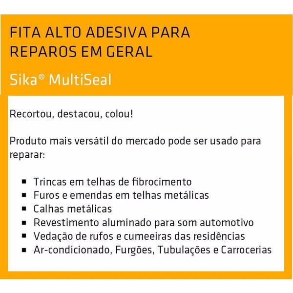 Manta Asfáltica Multiseal Alumínio 10cm X 10m Sika - 2 Rolos Imagem de Manta Asfáltica Multiseal Alumínio 10cm X 10m Sika - 2 Rolos