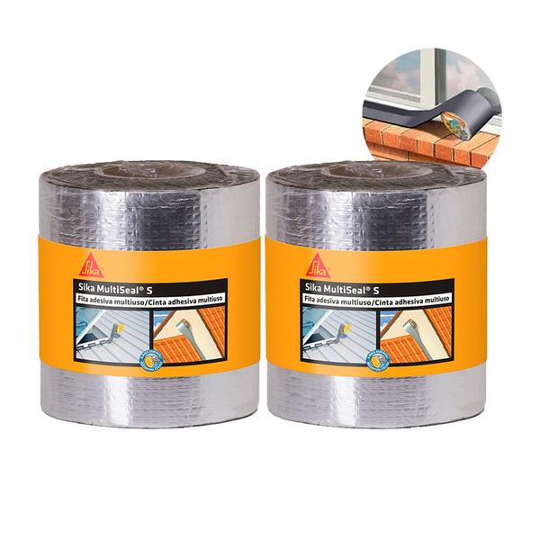 Manta Asfáltica Multiseal Alumínio 10cm X 10m Sika - 2 Rolos Imagem de Manta Asfáltica Multiseal Alumínio 10cm X 10m Sika - 2 Rolos