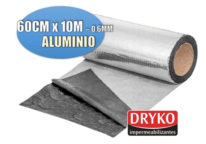 Imagem de Manta Asfaltica / Térmica Vedatudo Aluminio 60cm X 10m 0,6mm Dryko