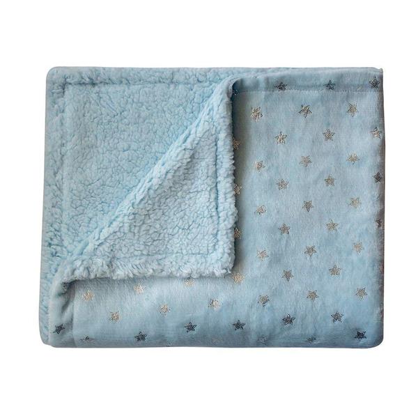 Imagem de Manta Baby Sherpa Flannel Estrelinhas Azul Camesa