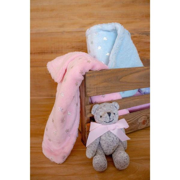 Imagem de Manta Baby Sherpa Flannel Estrelinhas Rosa Camesa