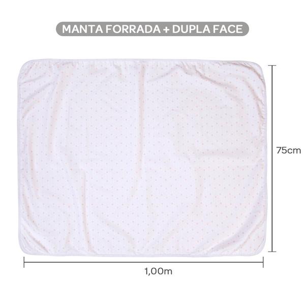 Imagem de Manta Bebê Bordada Dupla Face 100x75cm Forro Flanelado 100% Algodão 150 fios