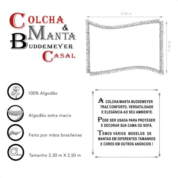 Imagem de Manta Buddemeyer Casal In Design 100% Algodão 2,30m X 2,50m Cores Exclusivas Xale Cama Protetor Sofá