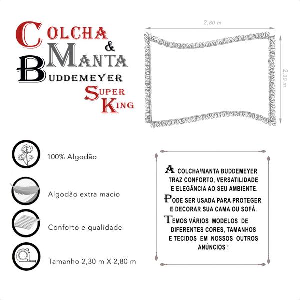 Imagem de Manta Buddemeyer S. King In Design 100% Algodão 2,30 X 2,80m Decorativa Protetora Casa Renovação