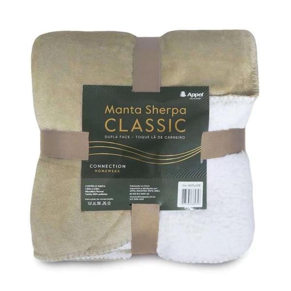 Imagem de Manta Casal Microfibra Flannel Sherpa 2,20m X 1,80m Classic - TAUPE