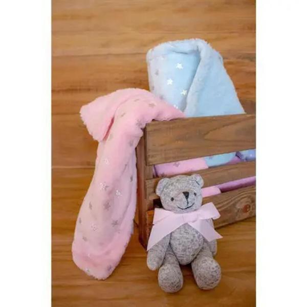 Manta Cobertor Bebê Sherpa Flanel Estrelinhas 75x100 Lã De Carneiro - Camesa Imagem de Manta Cobertor Bebê Sherpa Flanel Estrelinhas 75x100 Lã De Carneiro